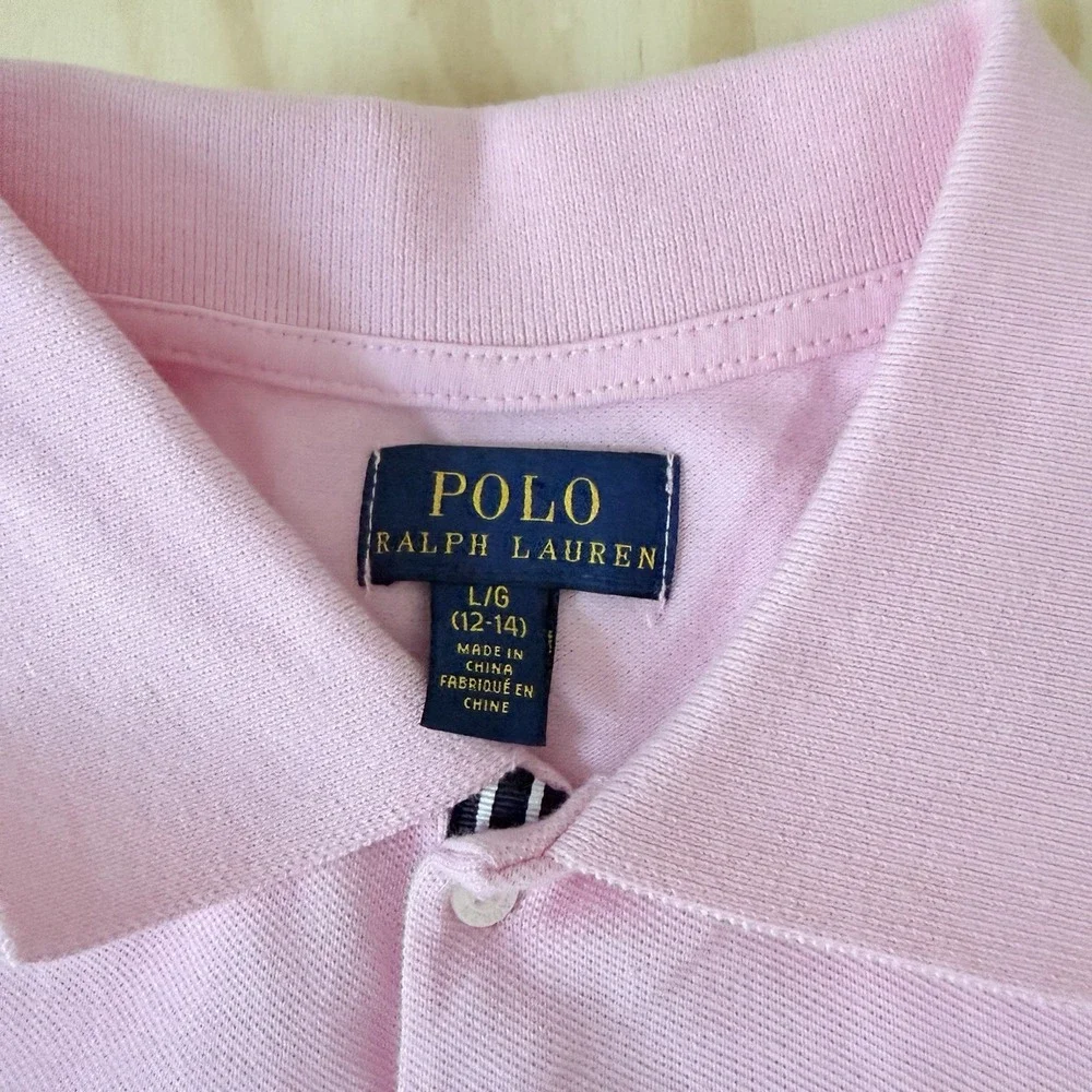 Ralph Lauren Girls Pink Polo Shirt Dress Size Large 12-14